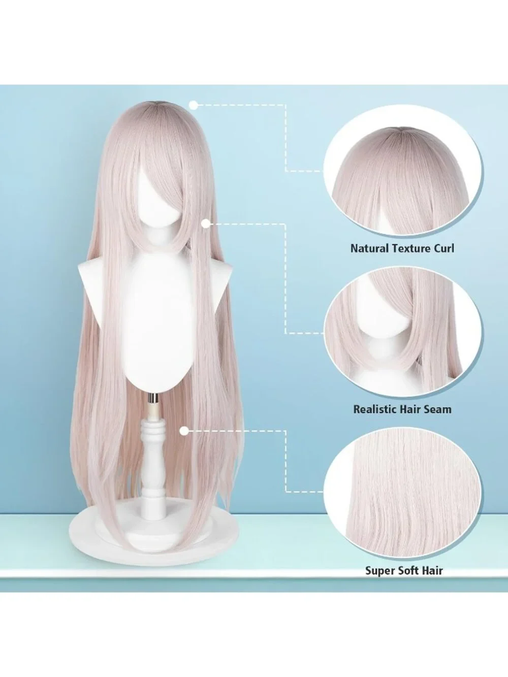 Women's Light Pastel Pink 100 Cm Heat Resistant Universal Straight Costume Wigs